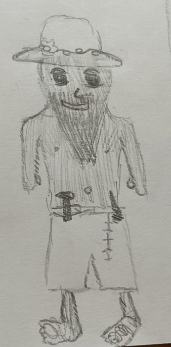 Mastru Braxiu, capomastro de li Lisadori, disegnato a matita
